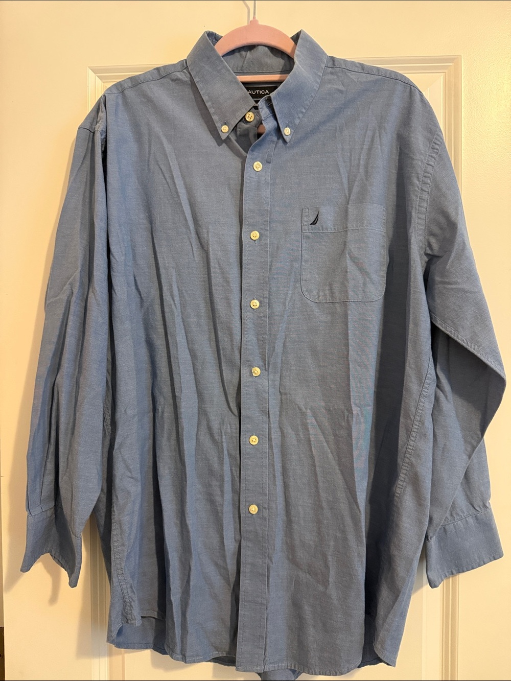 Nautica Men's Light Blue Button-Down Dress Shirt